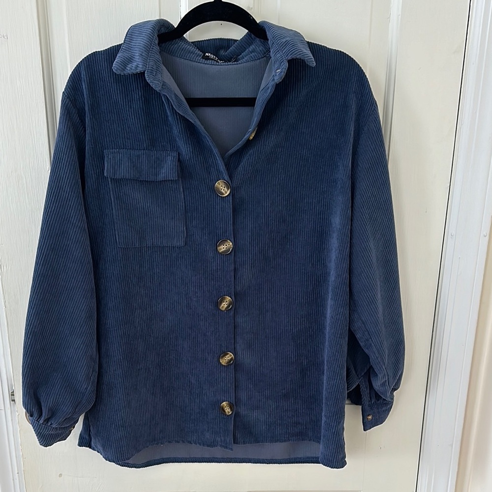 Blue Corduroy Button-Up Shirt